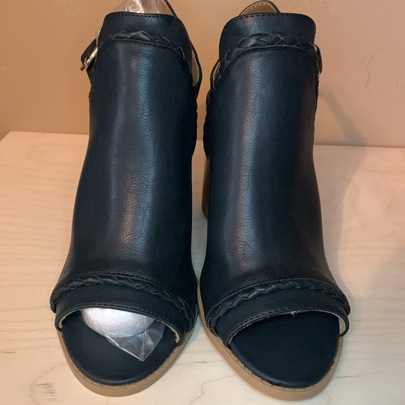 Qupid open toe chunky heel sling black size 9 (238) - Picture 4 of 10